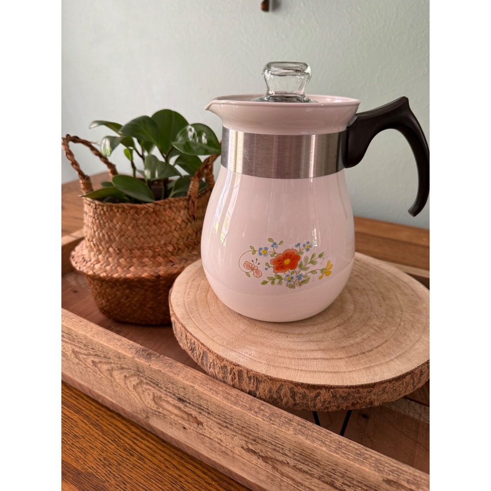 Vintage Corning Ware Wildflower 6 cup coffee pot